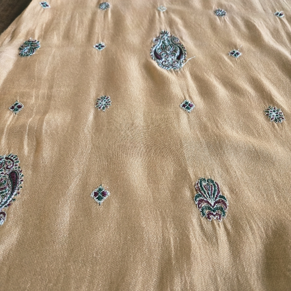 Embroidered Salwar Kameez Dupatta Long Scarf Cotton Silk Brown Party Wear Dress - Picture 4 of 13